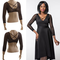Criss-Cross 3/4 Sleeve Black Mesh Sleevey Wonders