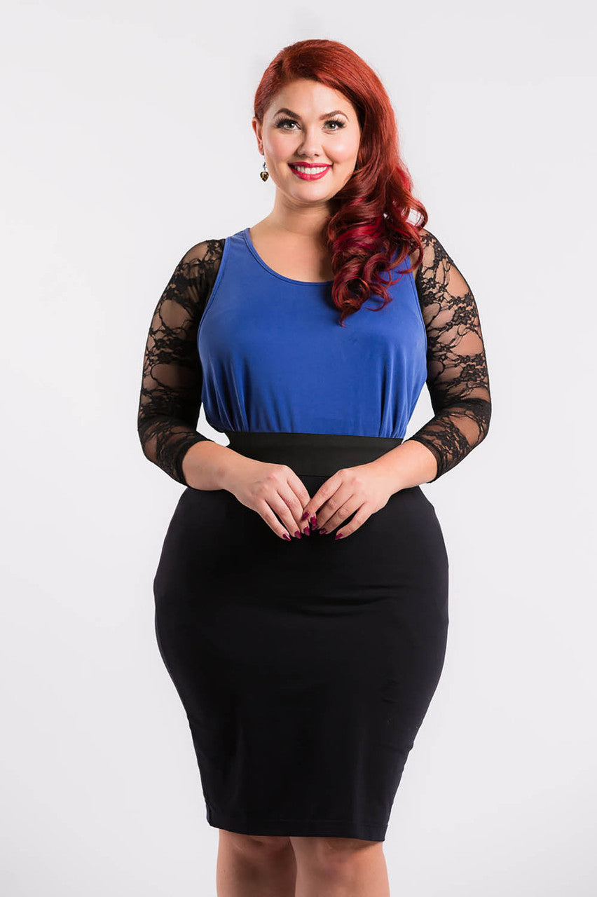 Basic 3/4 Length Black Lace Sleevey Wonders - Plus Size