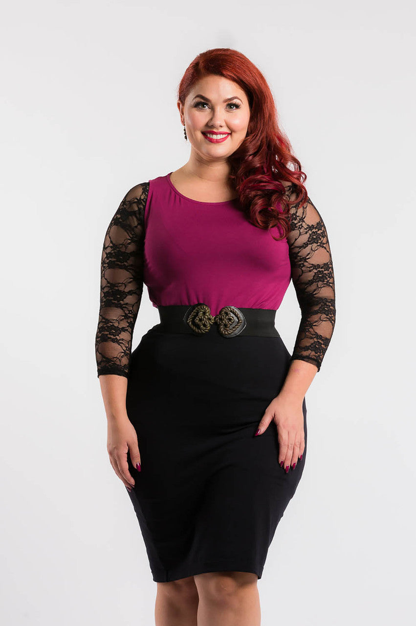 Basic 3/4 Length Black Lace Sleevey Wonders - Plus Size