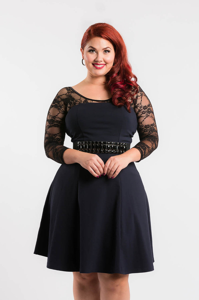 Basic 3/4 Length Black Lace Sleevey Wonders - Plus Size