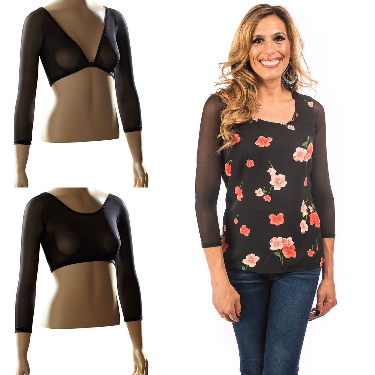 Basic 3/4 Length Black Mesh Sleevey Wonders