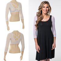Criss-Cross 3/4 Sleeve White Mesh Sleevey Wonders