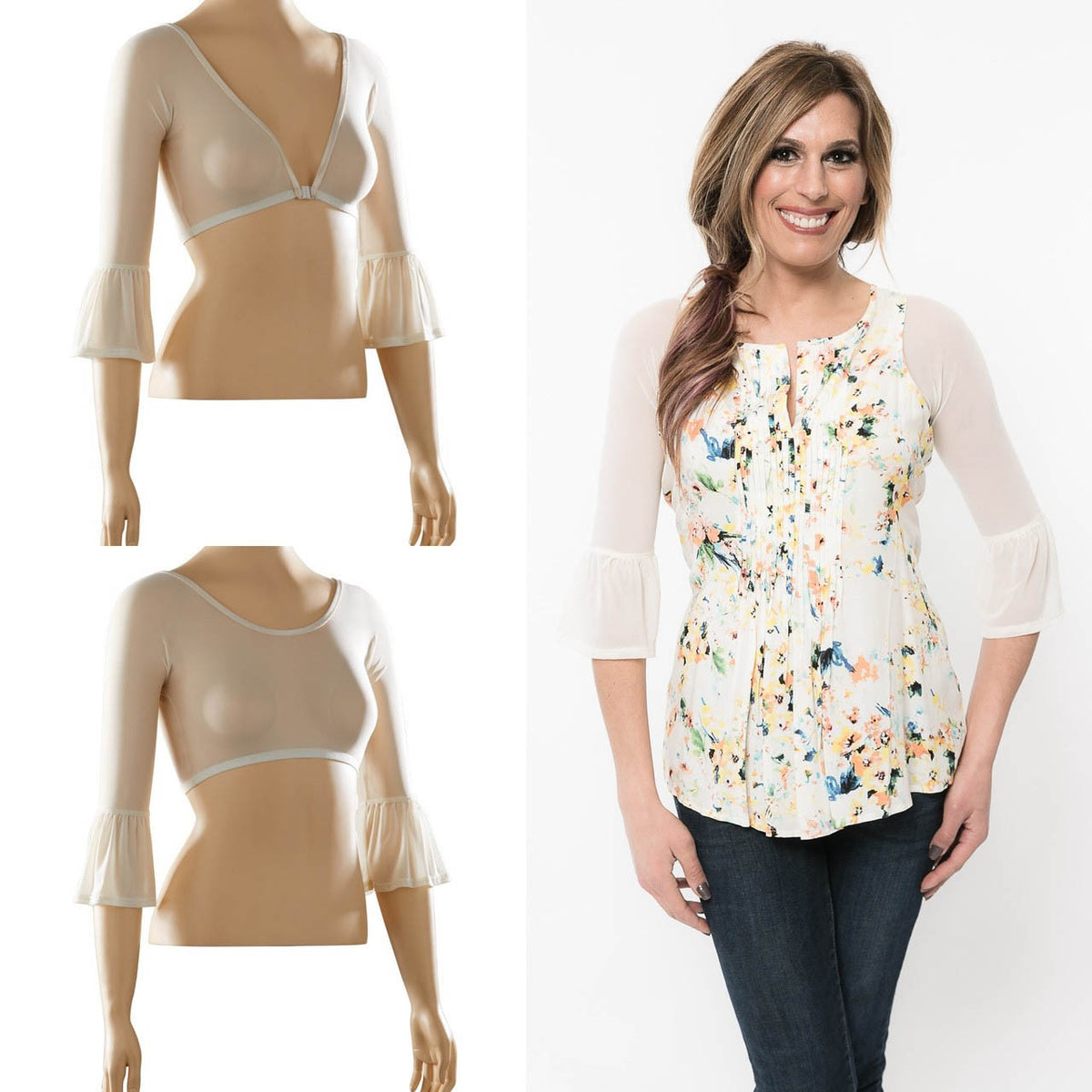 Bell 3/4 Sleeve Ivory Mesh Sleevey Wonders