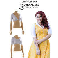 Basic 1/2 Length White Cotton Jersey Sleevey Wonders - Plus Size