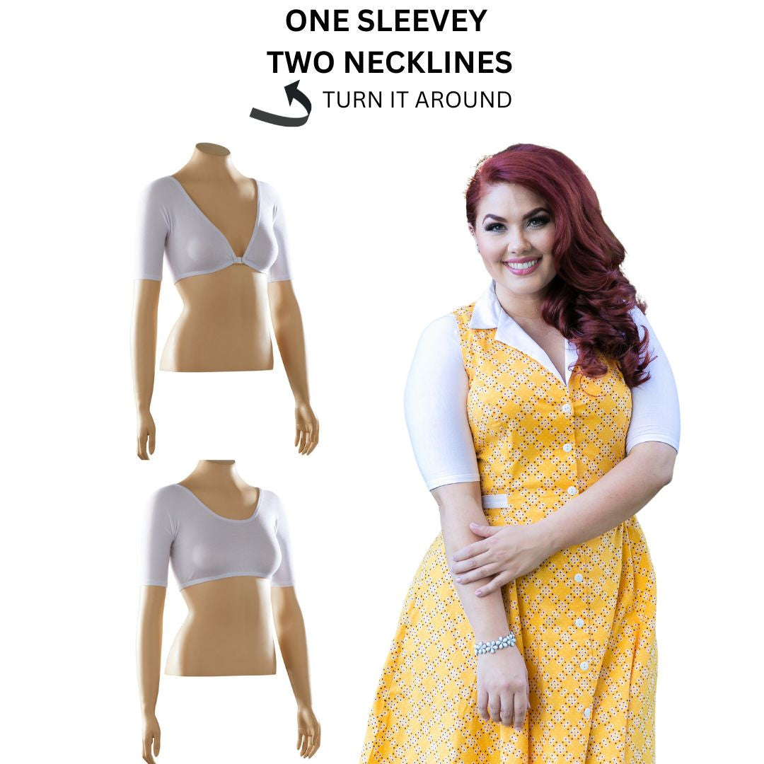 Basic 1/2 Length White Cotton Jersey Sleevey Wonders - Plus Size