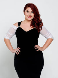 Waterfall 1/2 Sleeve White Mesh Sleevey Wonders - Plus Size