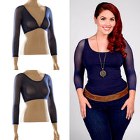Basic 3/4 Length Navy Mesh Sleevey Wonders - Plus Size