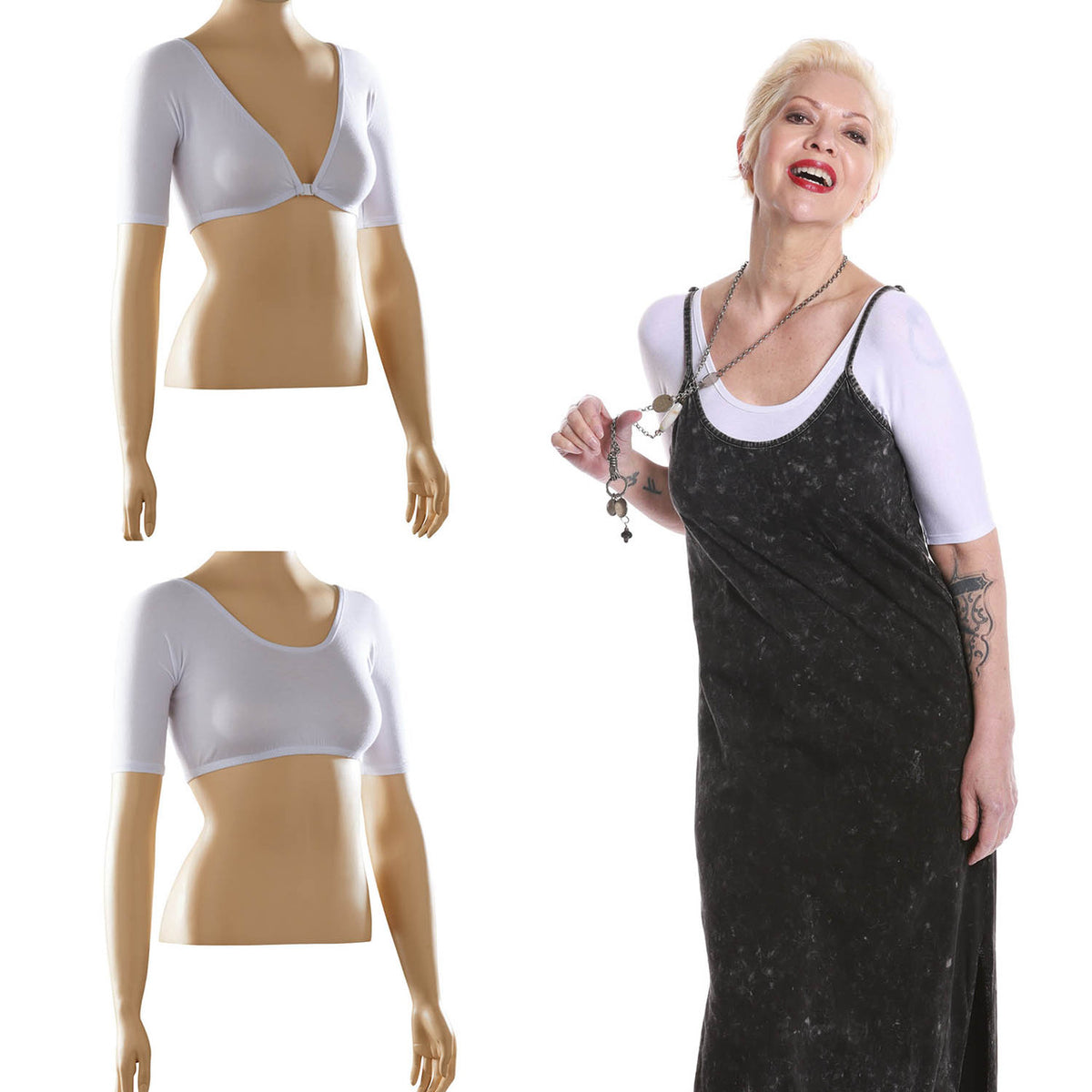 Basic 1/2 Sleeve White Cotton Jersey Sleevey Wonders
