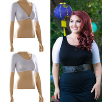 Basic 1/2 Length White Cotton Jersey Sleevey Wonders - Plus Size