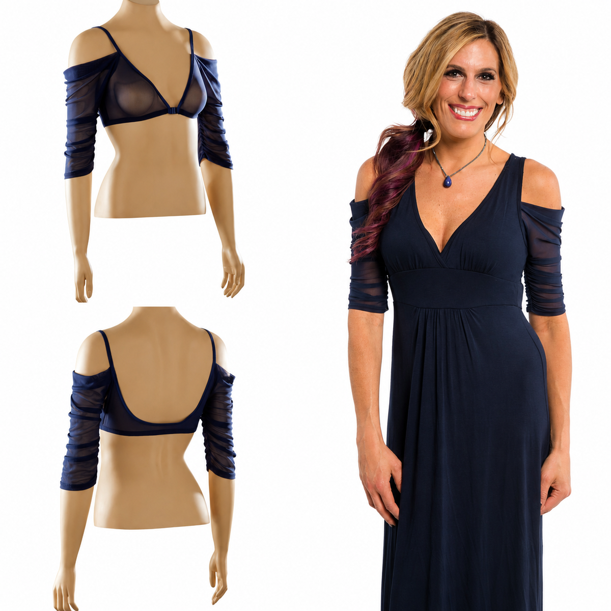 Waterfall 1/2 Sleeve Navy Mesh Sleevey Wonders