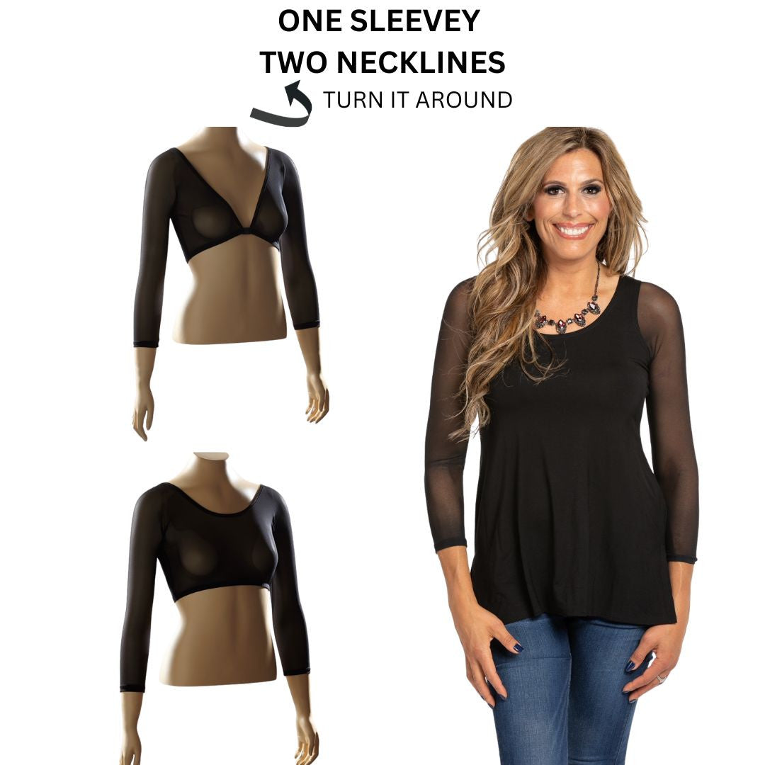 Basic 3/4 Length Black Mesh Sleevey Wonders