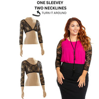 Basic 3/4 Length Black Lace Sleevey Wonders - Plus Size