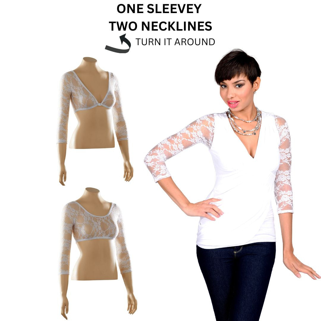 Basic 3/4 Length White Lace Sleevey Wonders