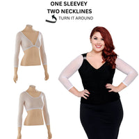 Basic 3/4 Length White Mesh Sleevey Wonders - Plus Size