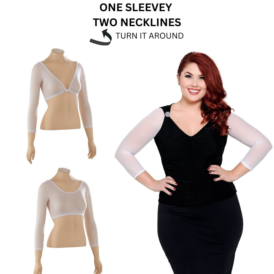 Basic 3/4 Length White Mesh Sleevey Wonders - Plus Size