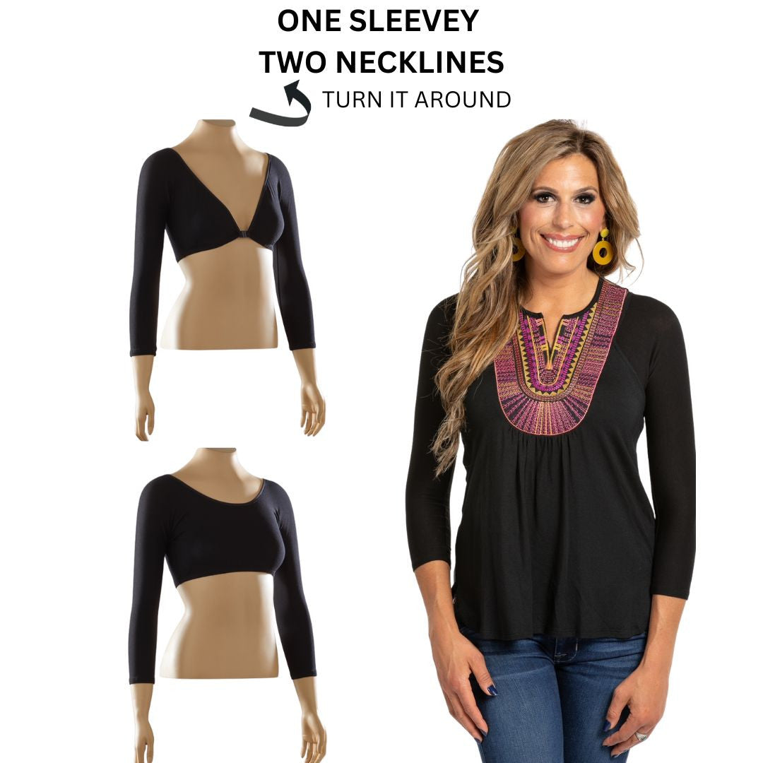 Basic 3/4 Sleeve Black Jersey Sleevey Wonders