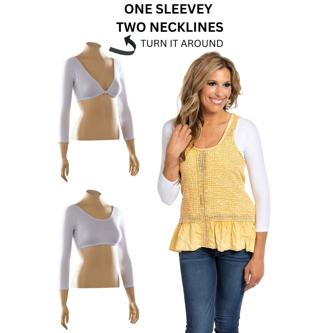 Basic 3/4 Sleeve White Jersey Sleevey Wonders