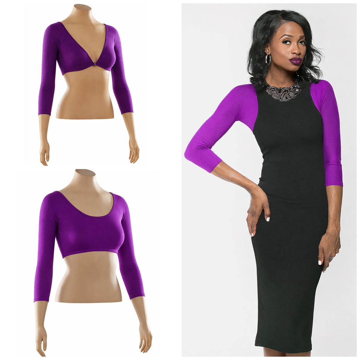 Basic 3/4 Sleeve Plum Jersey Sleevey Wonders