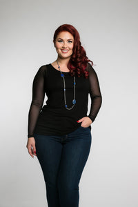 Basic Black Mesh Long Sleeve Sleevey Wonders - Plus Size