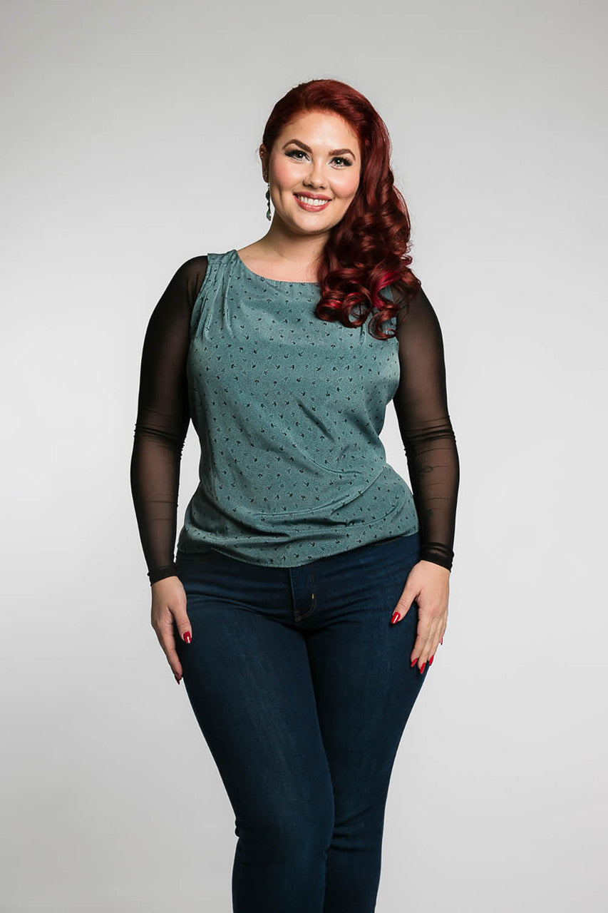 Basic Black Mesh Long Sleeve Sleevey Wonders - Plus Size