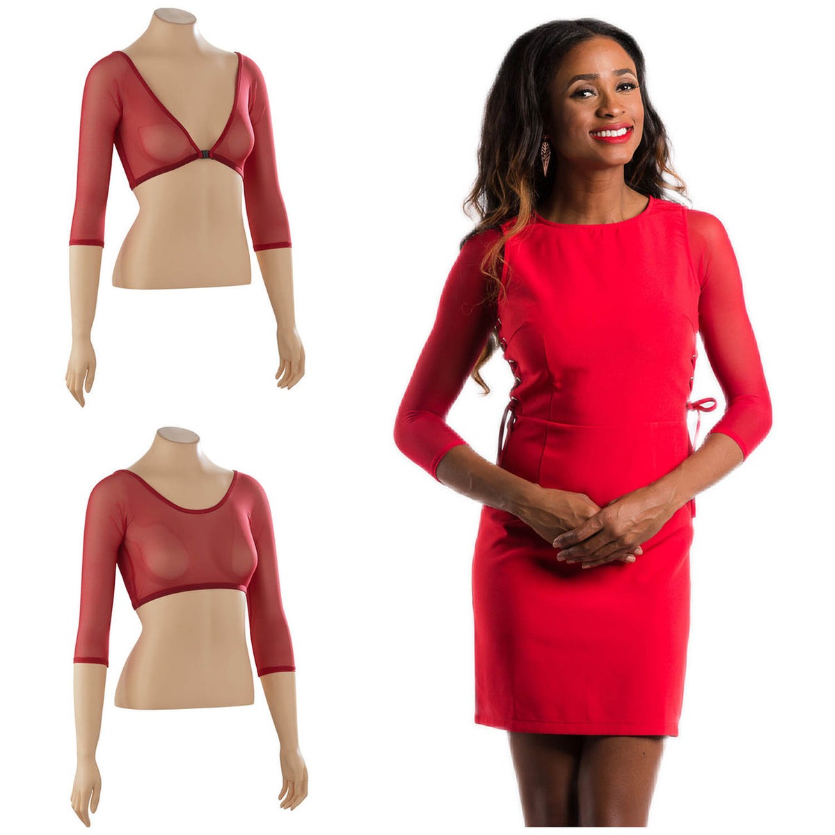 Basic 3/4 Length Red Mesh Sleevey Wonders