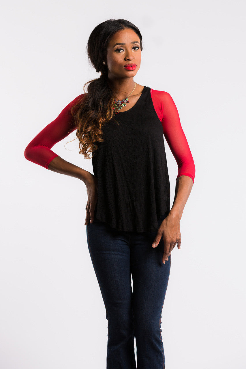Basic 3/4 Length Red Mesh Sleevey Wonders