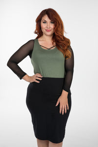 Criss-Cross 3/4 Sleeve Black Mesh Plus Size Sleevey Wonders