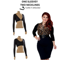 Basic 3/4 Sleeve Black Jersey Sleevey Wonders - Plus Size