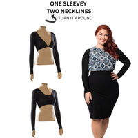 Basic Long Sleeve Black Jersey Sleevey Wonders - Plus Size