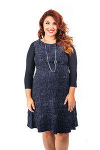 Basic 3/4 Sleeve Navy Jersey Sleevey Wonders - Plus Size