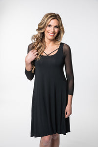 Criss-Cross 3/4 Sleeve Black Mesh Sleevey Wonders