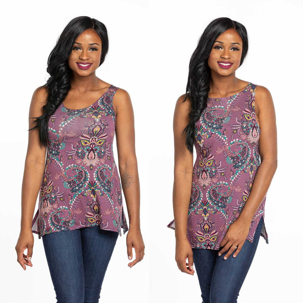 Turnaround Top Lavender Paisley Jersey
