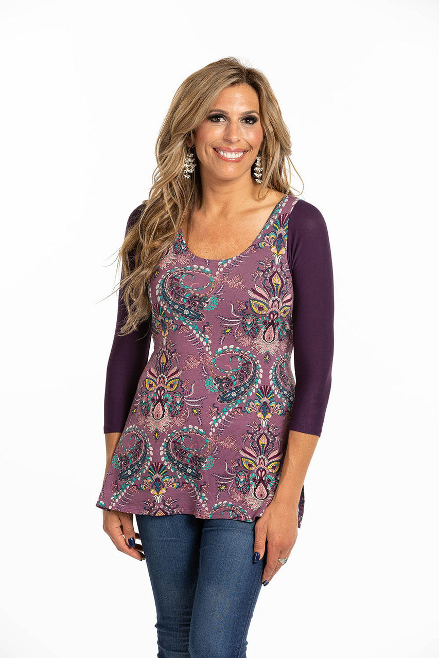 Turnaround Top Lavender Paisley Jersey