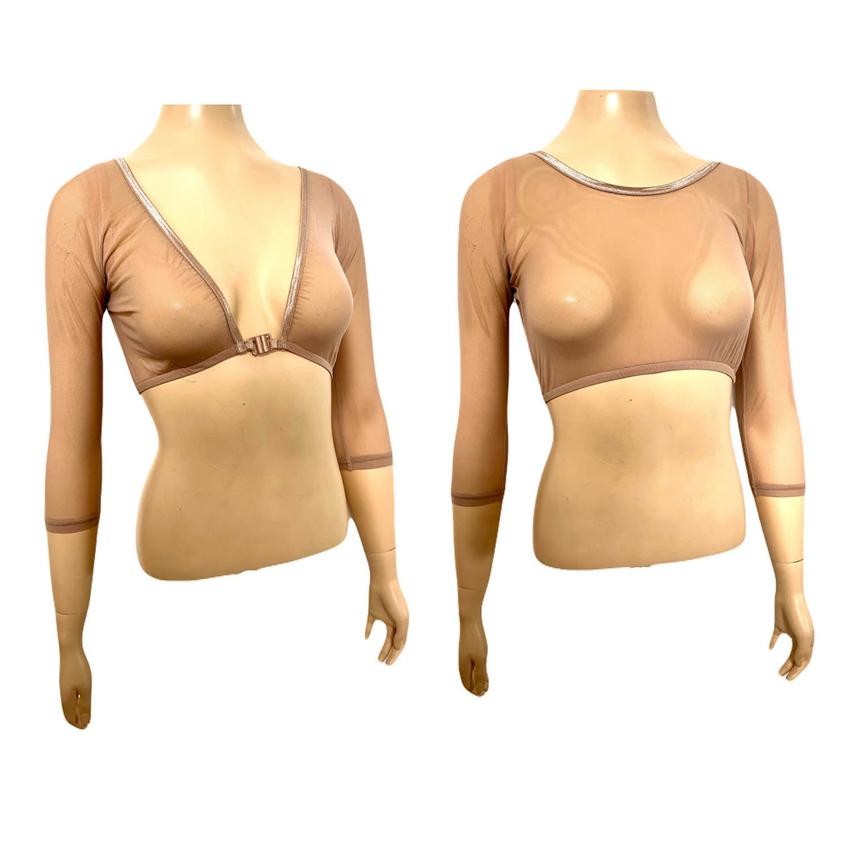Basic 3/4 Length Nude Mesh Sleevey Wonders - Plus Size