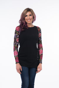 Basic Long Sleeve Tattoo Print Mesh