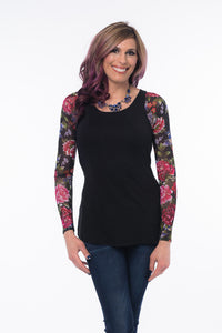 Basic Long Sleeve Tattoo Print Mesh