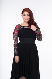 Basic Long Sleeve Tattoo Print Mesh Sleevey Wonders - Plus Size