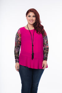 Basic Long Sleeve Tattoo Print Mesh Sleevey Wonders - Plus Size