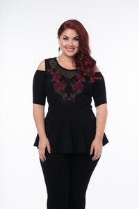 Bandeau 1/2 Sleeve Black Jersey Sleevey Wonders - Plus Size