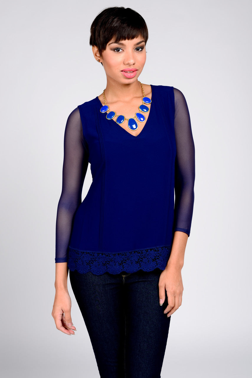 Basic 3/4 Length Navy Mesh Sleevey Wonders