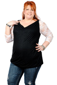 Change the look of her sleeveless black cowl by wearing it over white lace Sleevey Wonders!  (High side in front )