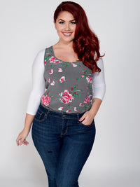 Basic 3/4 Sleeve White Jersey Sleevey Wonders - Plus Size