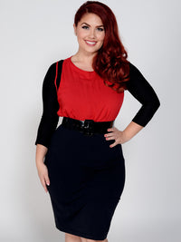 Basic 3/4 Sleeve Black Jersey Sleevey Wonders - Plus Size