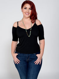 Bandeau 1/2 Sleeve Black Jersey Sleevey Wonders - Plus Size