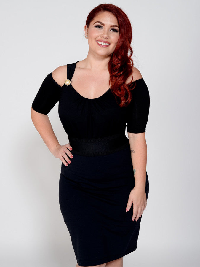 Bandeau 1/2 Sleeve Black Jersey Sleevey Wonders - Plus Size