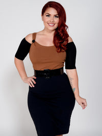 Bandeau 1/2 Sleeve Black Jersey Sleevey Wonders - Plus Size