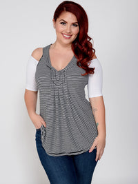 Bandeau 1/2 Sleeve White Jersey Sleevey Wonders - Plus Size