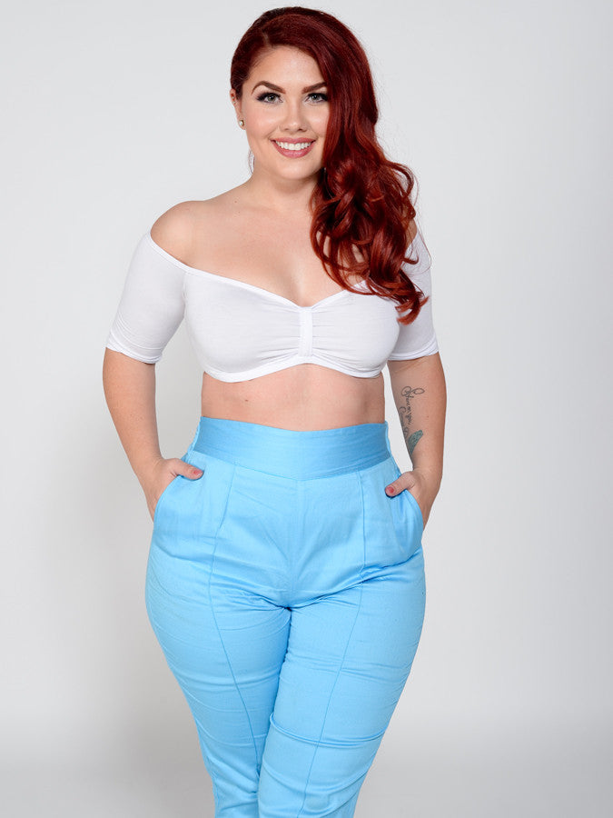 Bandeau 1/2 Sleeve White Jersey Sleevey Wonders - Plus Size