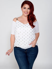 Bandeau 1/2 Sleeve White Jersey Sleevey Wonders - Plus Size