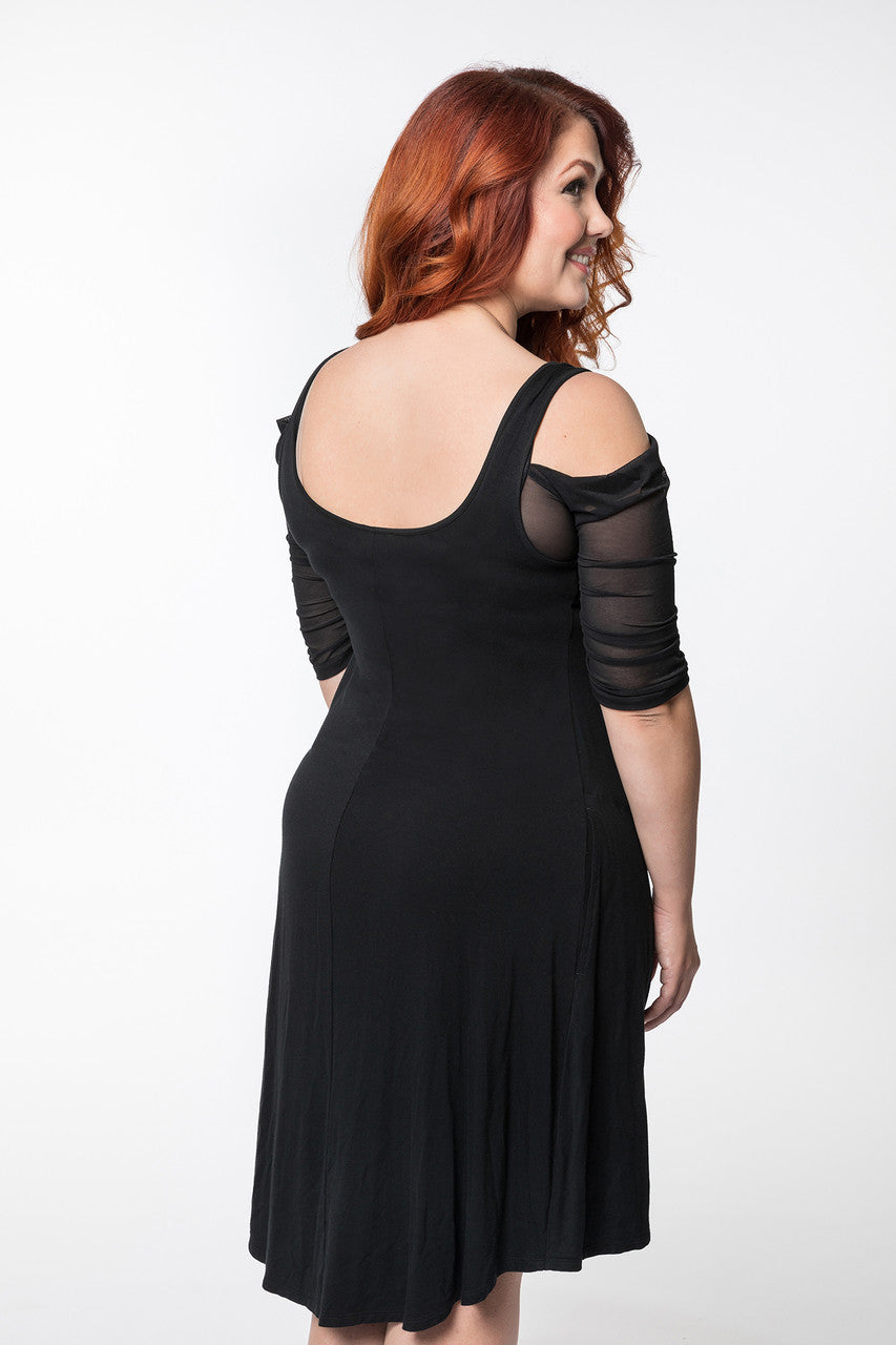 Waterfall 1/2 Sleeve Black Mesh Sleevey Wonders - Plus Size